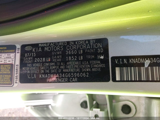 KIA RIO LX 2016 KNADM4A34G6596062 Image 9