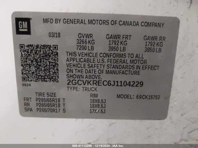 Chevrolet Silverado 1500 1lt 2018 2GCVKREC6J1104229 Image 9