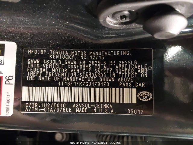 Toyota CAMRY LE 2016 4T1BF1FK7GU179173 Image 9