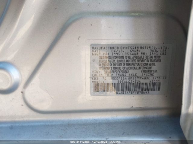 3N1AB7AP2FY270643 Nissan SENTRA SL