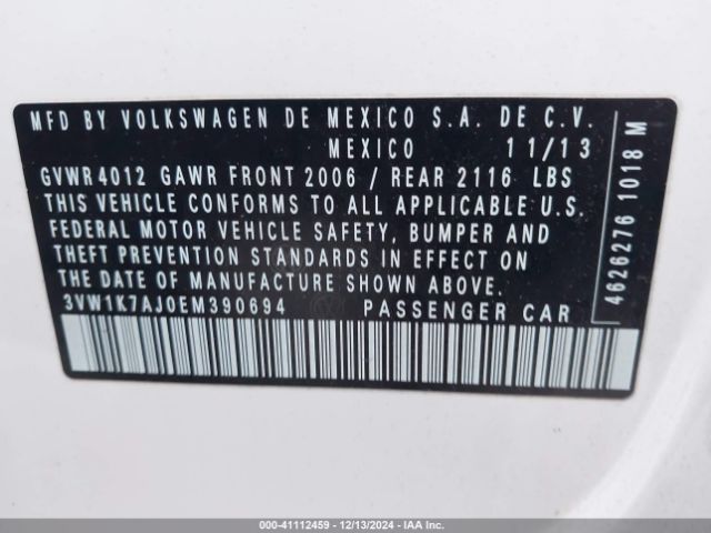 3VW1K7AJ0EM390694 Volkswagen Jetta 2.0l S
