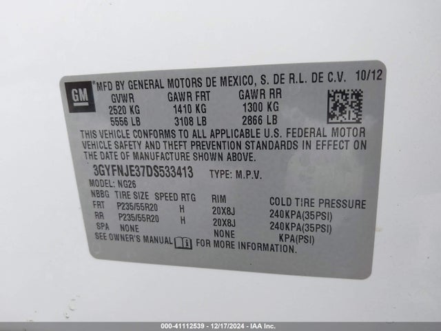 2013 CADILLAC SRX 3GYFNJE37DS533413 Photo 8