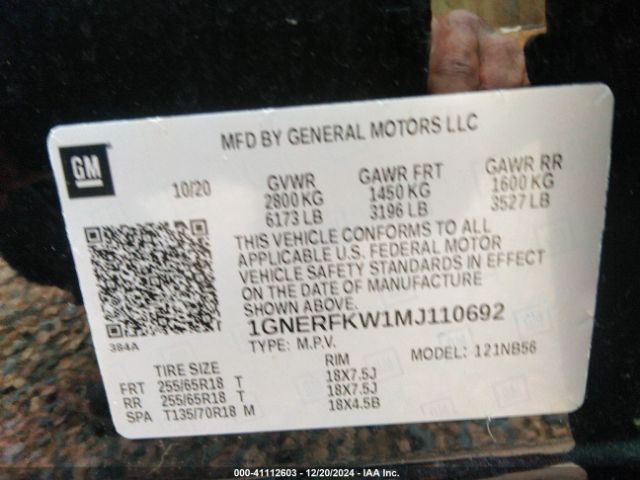 1GNERFKW1MJ110692 Chevrolet Traverse Fwd Ls