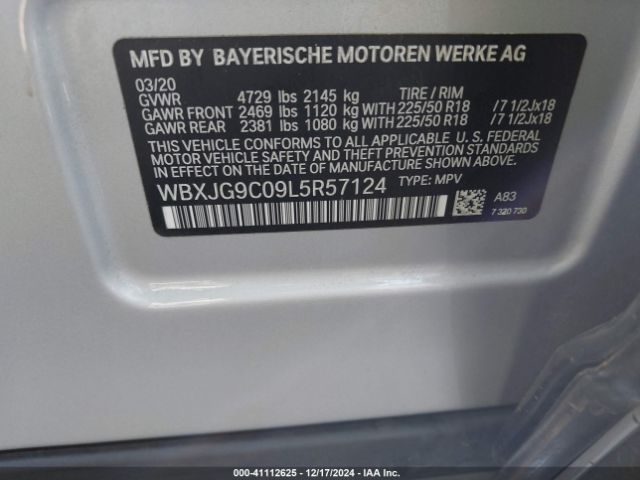WBXJG9C09L5R57124 BMW X1 Xdrive28i