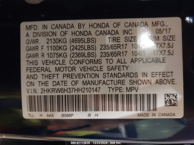 Honda CR-V LX 2017 2HKRW6H37HH210147 Image 9