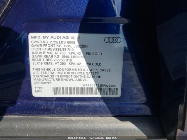 WA1BCBFZ2RP025904 Audi Q4 E-tron Premium Plus 40 Rwd