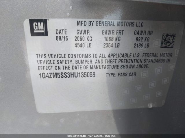 1G4ZM5SS3HU135058 Buick Lacrosse