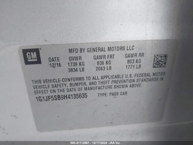 1G1JF5SB9H4135635 Chevrolet Sonic Premier Auto