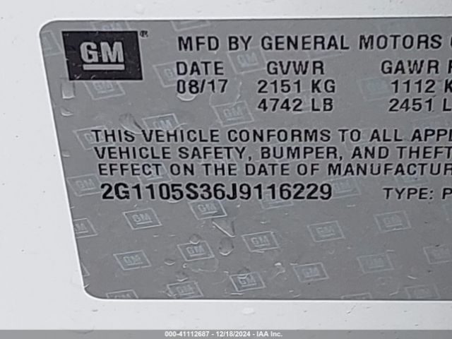 2G1105S36J9116229 Chevrolet IMPALA 1LT