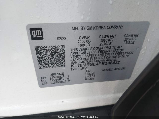 KL79MRSL4PB146422 Chevrolet Trailblazer Awd Lt