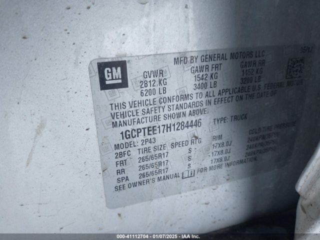 1GCPTEE17H1284446 Chevrolet Colorado Zr2