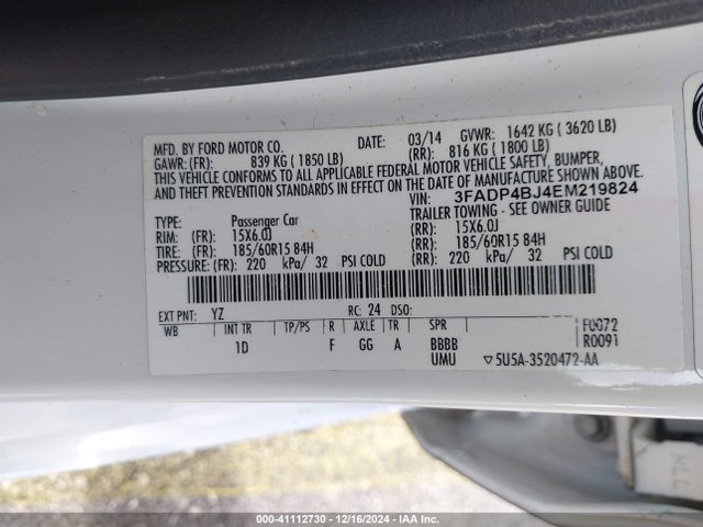 Ford FIESTA SE 2014 3FADP4BJ4EM219824 Image 9