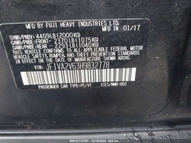 JF1VA2V63H9832778 Subaru Wrx Sti
