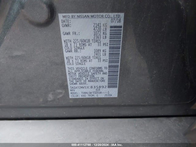 Nissan Rogue Sl 2018 5N1AT2MV5JC835892 Image 9
