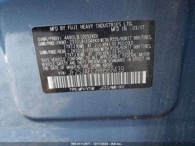 Subaru Forester 2.5i Premium 2017 JF2SJAEC2HH568439 Image 9