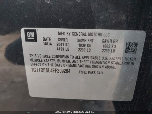 1G11D5SL4FF209284 Chevrolet MALIBU 2LT