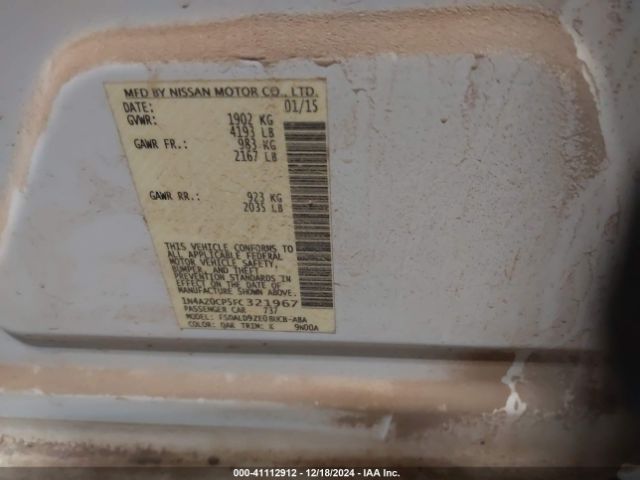 1N4AZ0CP5FC321967 Nissan LEAF SV