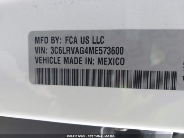 3C6LRVAG4ME573600 RAM Promaster 1500 Low Roof 136 Wb