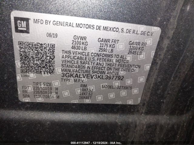 3GKALVEV3KL397792 GMC Terrain Slt