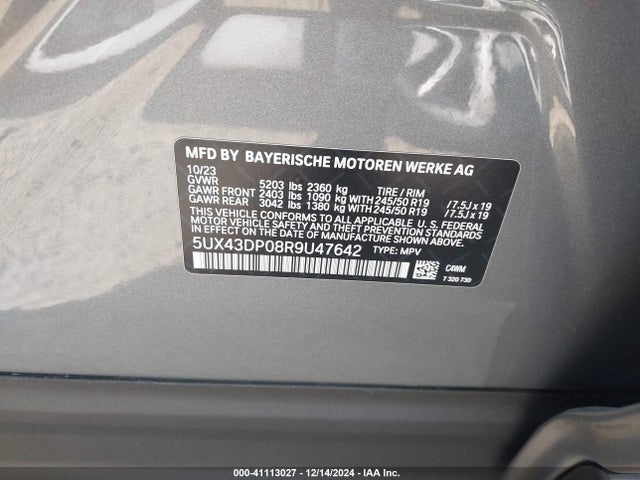 BMW X3 Sdrive30i 2024 5UX43DP08R9U47642 Image 9