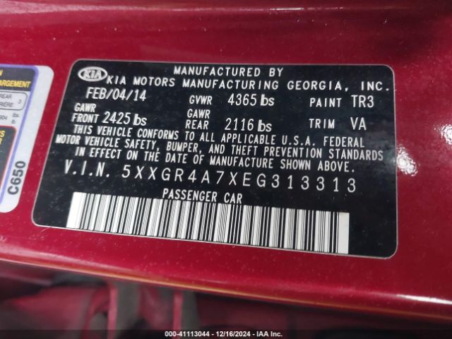 5XXGR4A7XEG313313 KIA OPTIMA SX