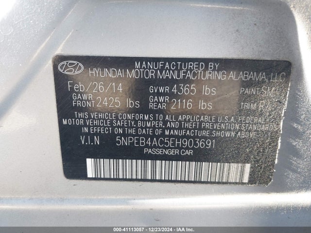 Hyundai SONATA GLS 2014 5NPEB4AC5EH903691 Image 9
