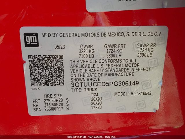 3GTUUCED5PG306149 GMC Sierra 1500 4wd  Short Box Elevation With 3sb