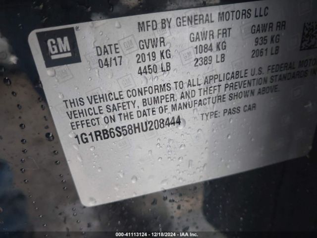 1G1RB6S58HU208444 Chevrolet Volt Premier