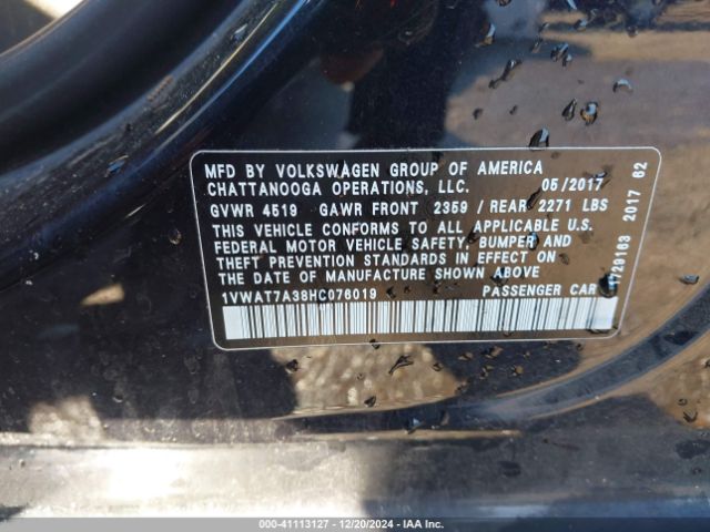 1VWAT7A38HC076019 Volkswagen Passat 1.8t S