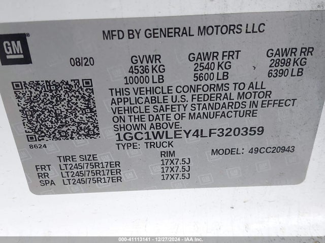 1GC1WLEY4LF320359 Chevrolet Silverado 2500hd 2wd  Long Bed Wt