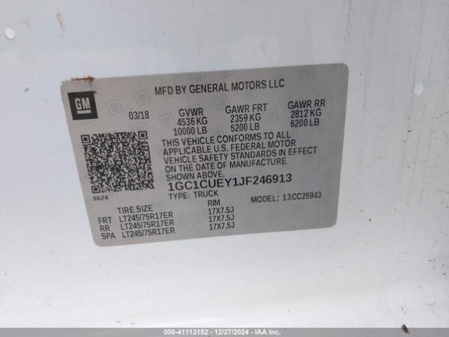 1GC1CUEY1JF246913 Chevrolet Silverado 2500hd Wt