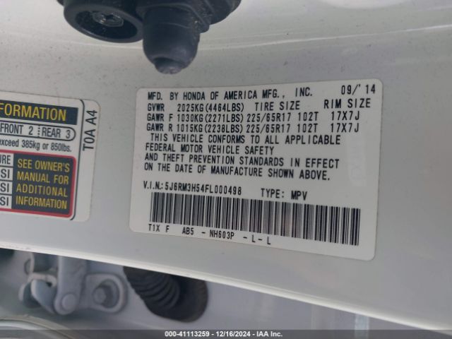 5J6RM3H54FL000498 Honda CR-V EX
