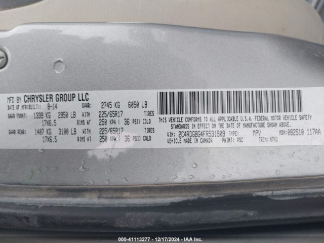 2C4RDGBG4FR531909 Dodge Grand Caravan Se