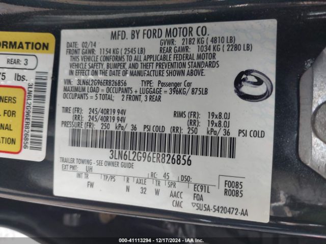 3LN6L2G96ER826856 Lincoln MKZ