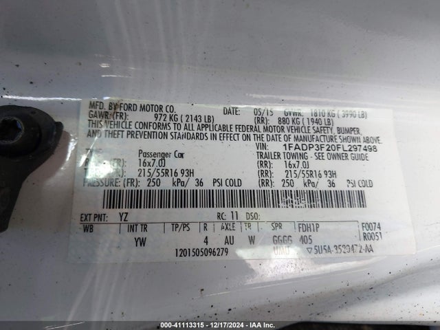 Ford FOCUS SE 2015 1FADP3F20FL297498 Image 9
