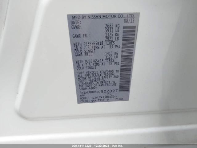 5N1AL0MM8EC507027 Infiniti QX60