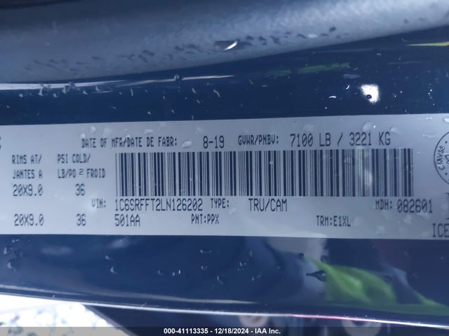 1C6SRFFT2LN126202 RAM 1500 Big Horn
