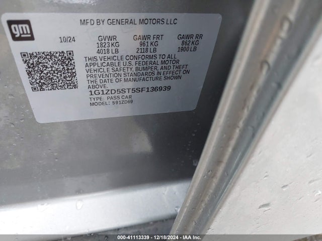 1G1ZD5ST5SF136939 Chevrolet Malibu Fwd 1lt