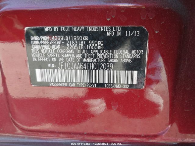 JF1GJAA64EH012039 Subaru Impreza 2.0i