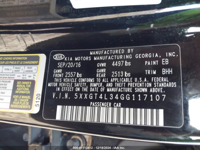 5XXGT4L34GG117107 KIA Optima Lx