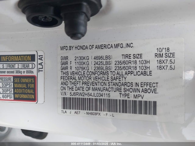Honda CR-V EX 2018 5J6RW2H54JL034115 Image 9
