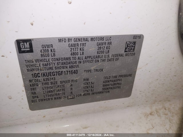 1GC1KUEG7GF171640 Chevrolet Silverado 2500hd Wt