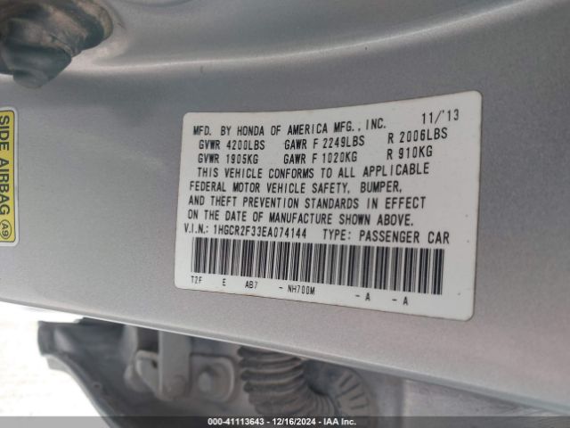 1HGCR2F33EA074144 Honda ACCORD LX