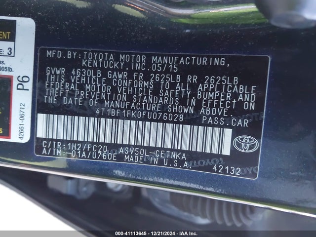 Toyota CAMRY LE 2015 4T1BF1FK0FU076028 Image 9