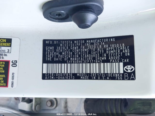 Toyota COROLLA LE 2014 5YFBURHE3EP171842 Image 9