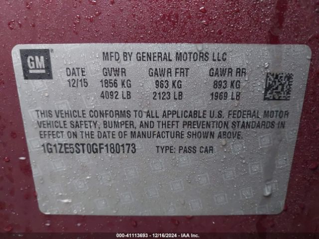 1G1ZE5ST0GF180173 Chevrolet MALIBU 1LT