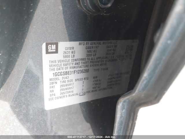 1GCGSBE31F1236280 Chevrolet Colorado Lt