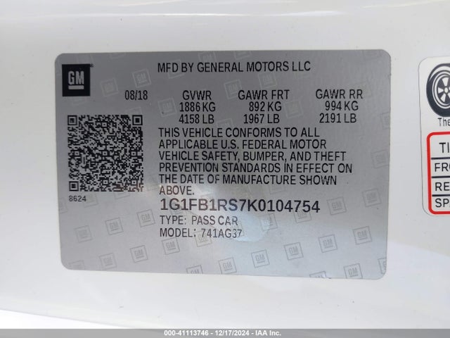 Chevrolet Camaro 1lt 2019 1G1FB1RS7K0104754 Image 9
