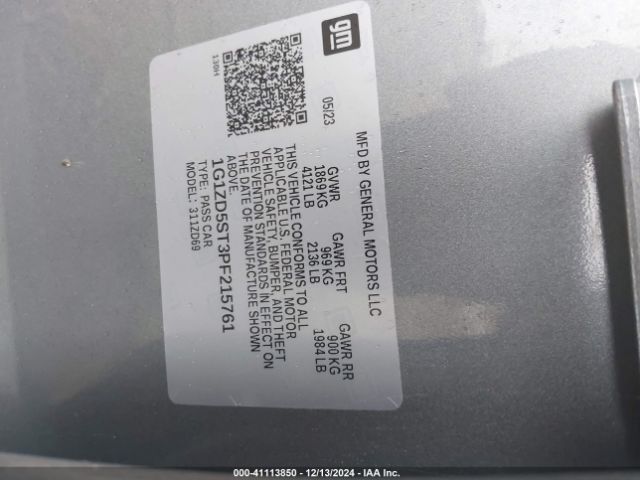 1G1ZD5ST3PF215761 Chevrolet Malibu Fwd 1lt