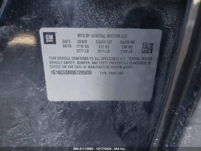 1G1BC5SM0G7285838 Chevrolet Cruze Ls Auto